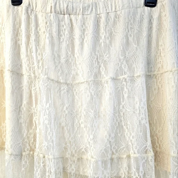 NWT And Now This (Macy's) Pull-on Tiered Lace Maxi Skirt XL Cream - Picture 6 of 8